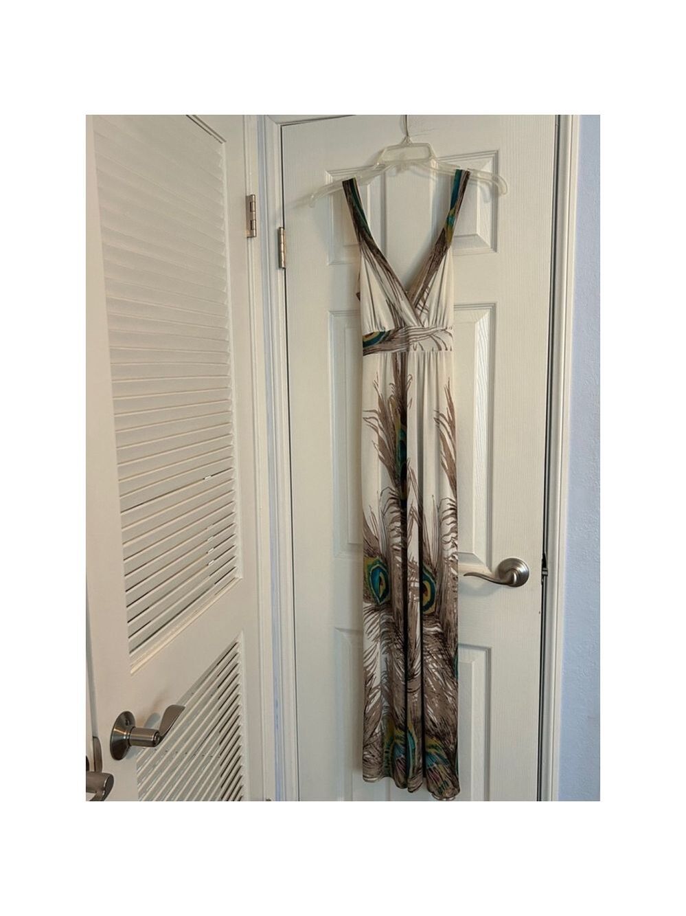 🔵Pretty Young Thing Maxi Dress, M, Off-White/Brown, multicolored Peacock